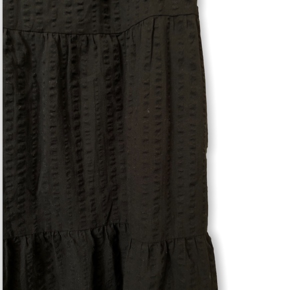 A New Day Midi Dress Short Sleeve Tiered Seersucker Black NEW Size Medium - Picture 7 of 9